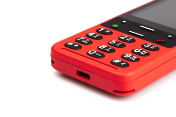 Detailbild der Tastatur - rotes Telefon
