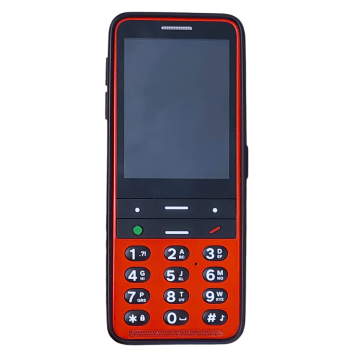 BlindShell Classic 2 in Rot in schwarzer TPU-Hülle, Vorderseite